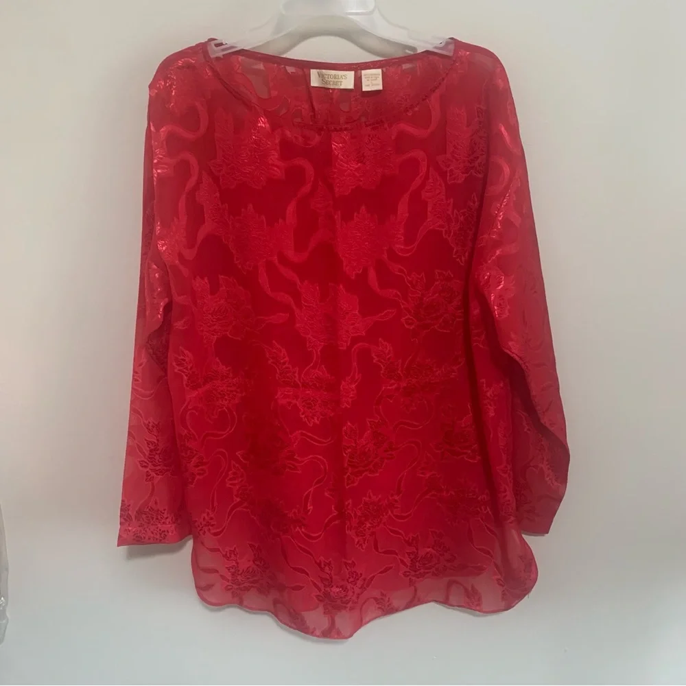 Victoria Secret Vintage Semi Sheer Floral Long Sleeve Blouse - Picture 10 of 13